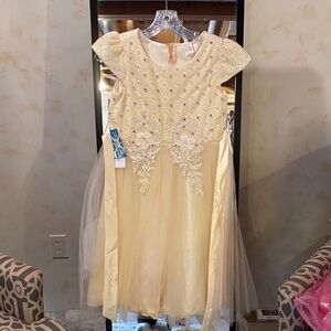Elegant Cream/light yellow Girls Dress